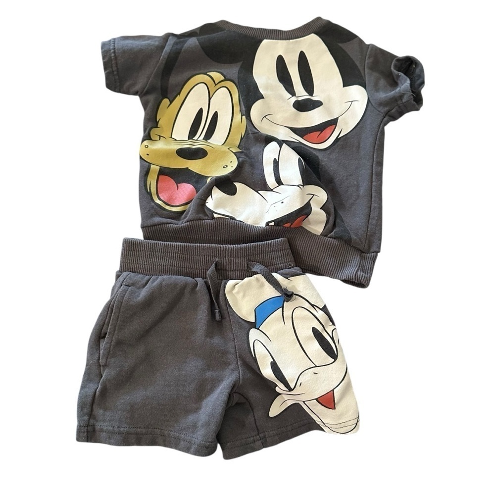 Disney Gray Kids Matching Set with Cartoon Characters